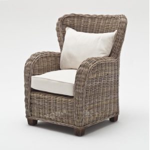 CR42 | Wickerworks Queen Chair with Seat & Back Cushions