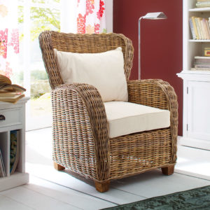 CR42 | Wickerworks Queen Chair with Seat & Back Cushions